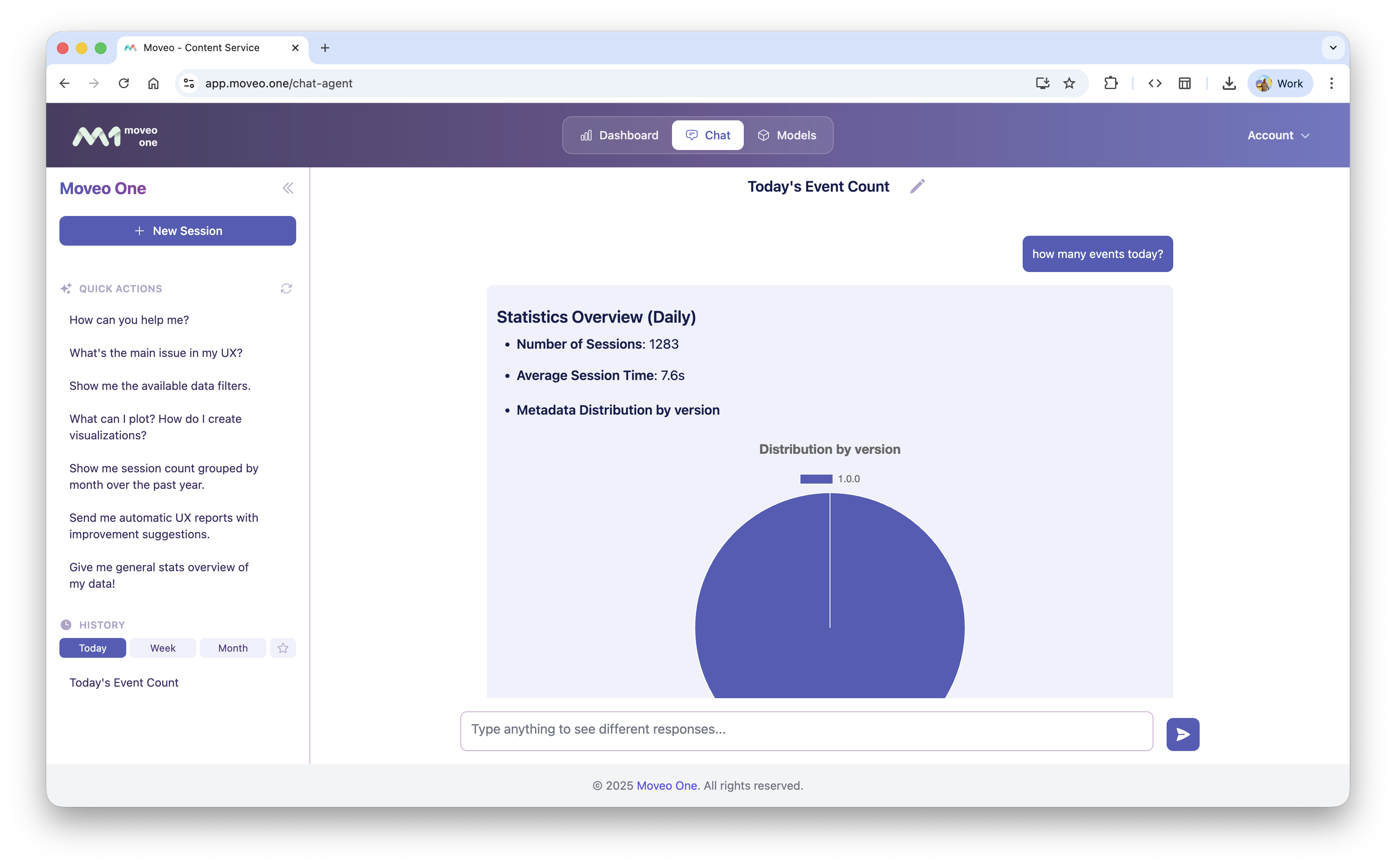 Moveo dashboard validation screenshot