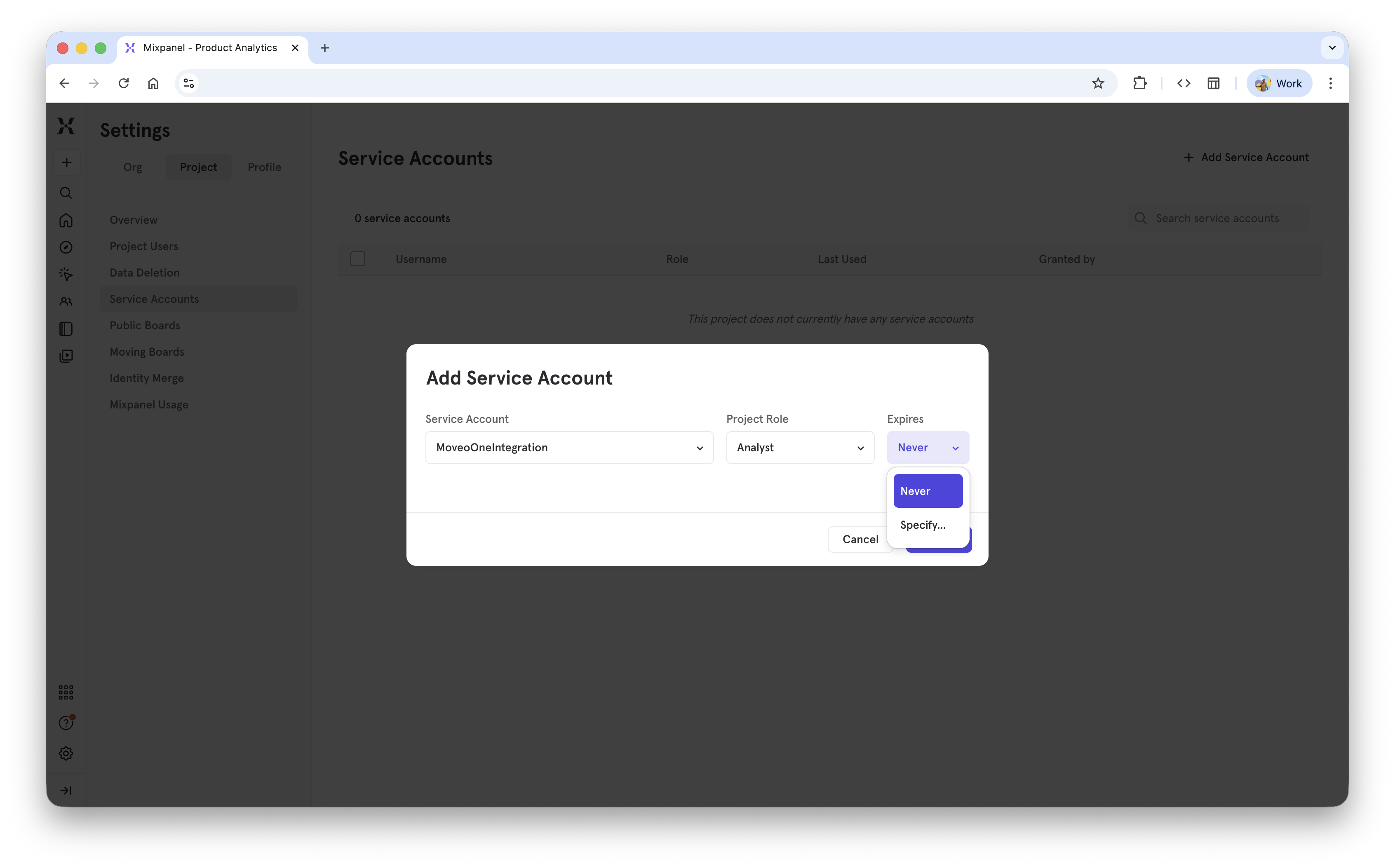 Moveo dashboard validation screenshot