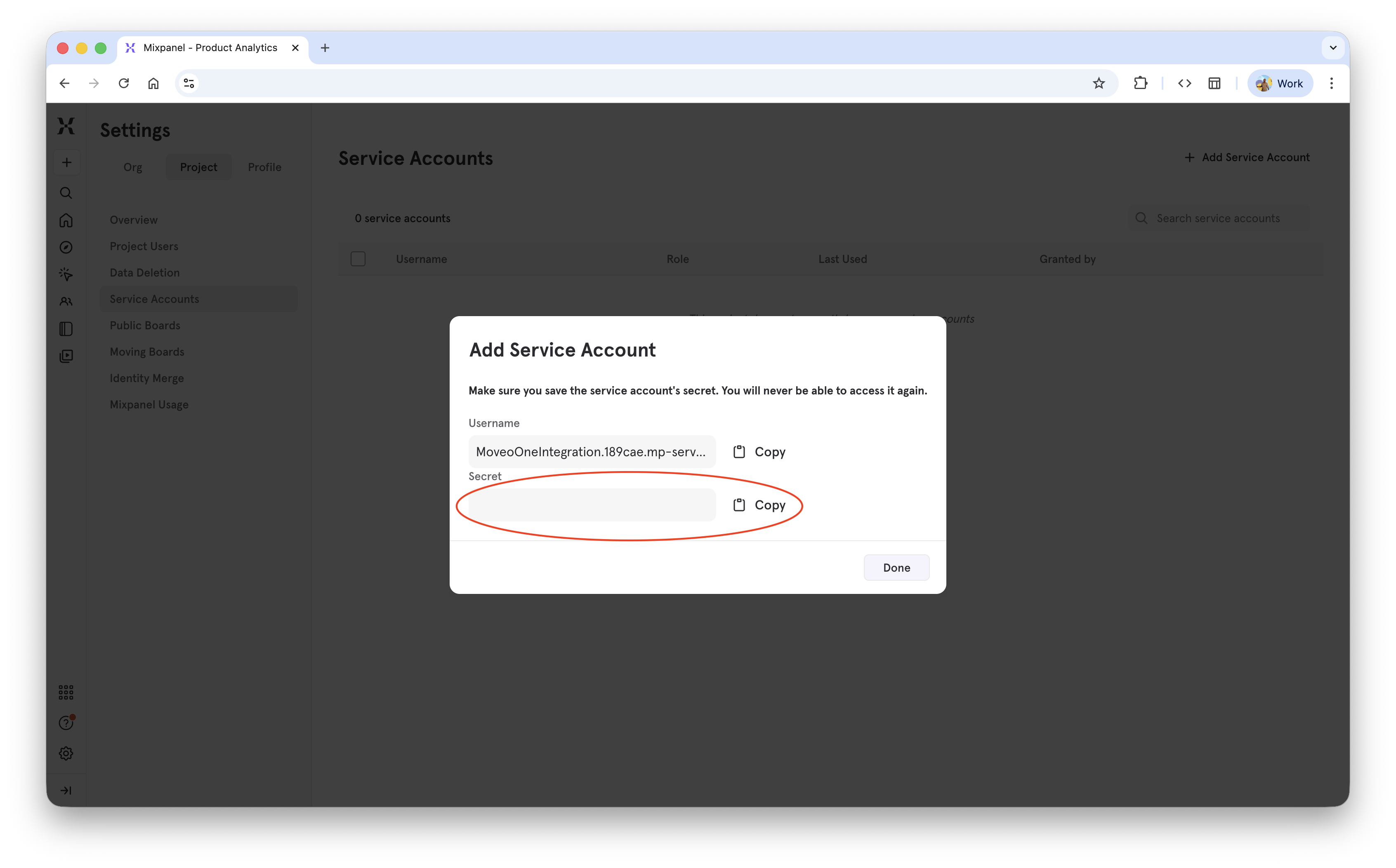 Moveo dashboard validation screenshot
