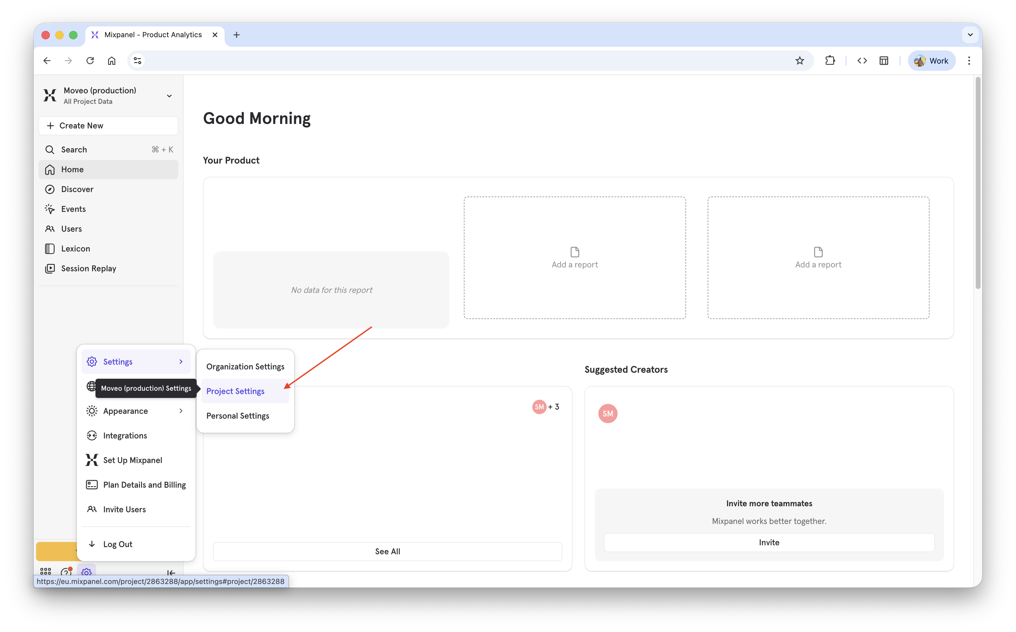 Moveo dashboard validation screenshot