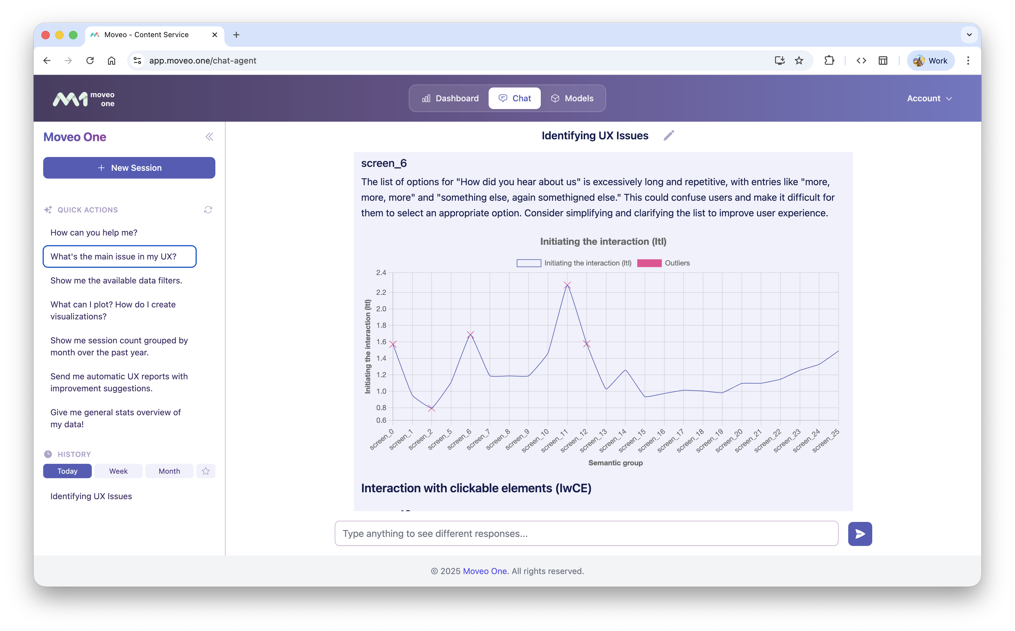 Moveo dashboard validation screenshot